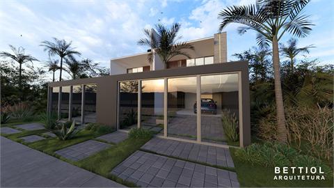 Entrada da casa com deck de madeira